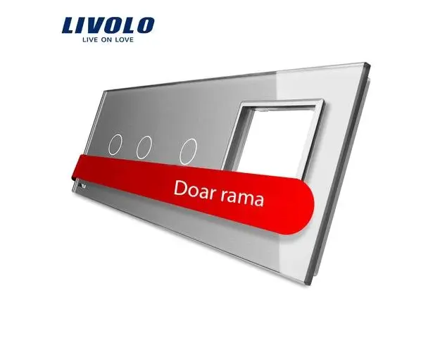 Panou intrerupator dublu+simplu+ priza Livolo din sticla