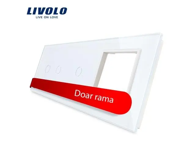 Panou intrerupator dublu+simplu+ priza Livolo din sticla