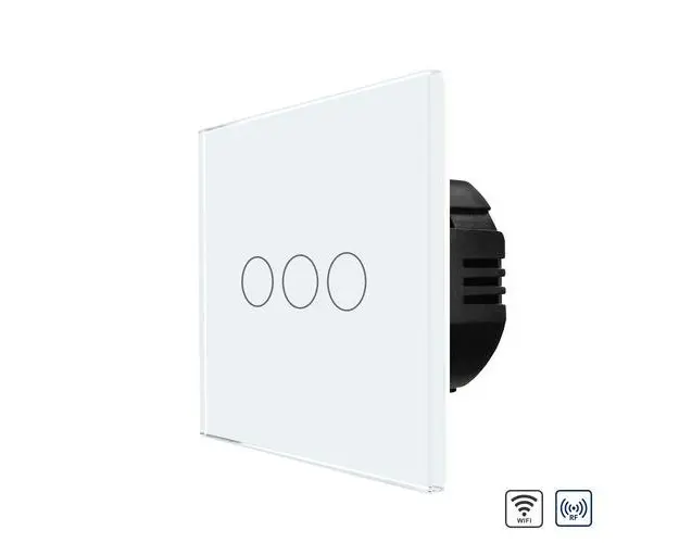 Intrerupator Triplu Wi-Fi + RF433 cu Touch din Sticla LUXION