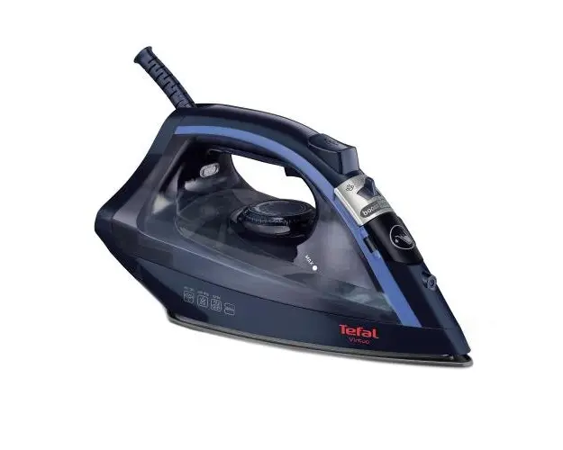 Fier de calcat Tefal Virtuo FV1713E0, 2000W, rezervor apa 0.2L, jet de abur 90g/min, abur variabil 24g/min, sistem antipicurare, Albastru