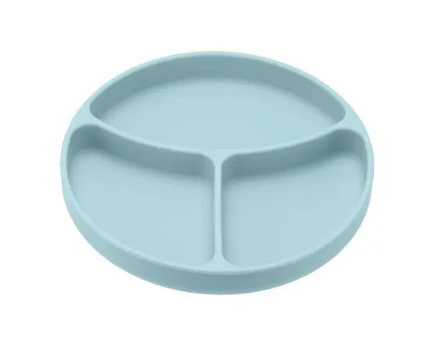 Farfurie compartimentata din silicon cu ventuza U-Grow, albastru, 19 cm