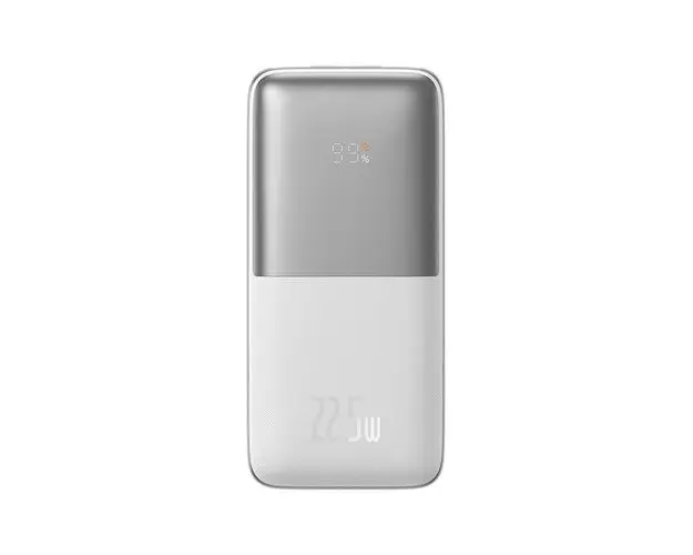 Baterie externa Bipow, Baseus, Power Bank 10000mAh, 22.5W, cu cablu USB-C PD QC Samsung AFC, Alb