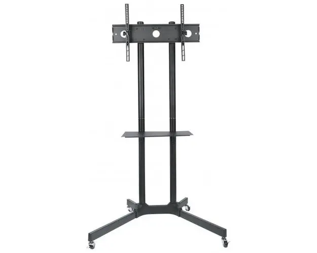 Stand TV, LCD / LED, mobil pe roti, reglabil, telescopic, raft DVD, 30 - 65 inch, Negru