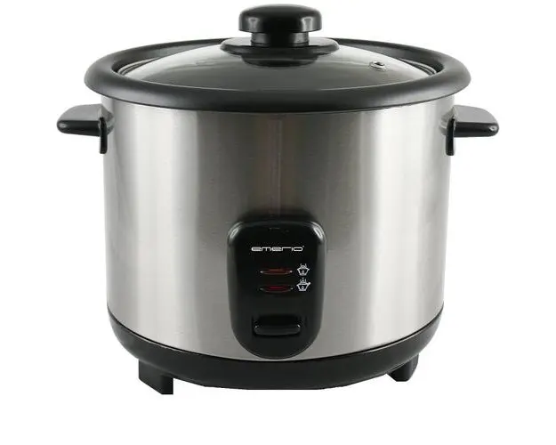 Fierbator de orez Emerio RCE-110118.5, 1,5 l, 500 W, functie de mentinere la cald, acoperire antiaderenta, capac de sticla, inox