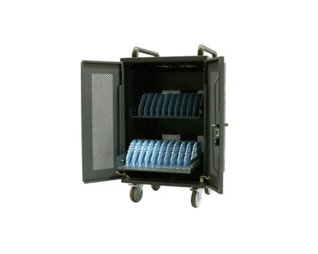 Statie de incarcare Avtek 1MV048, pentru tablete si laptopuri de pana la 15.6inch, suporta pana la 20 de dispozitive, sistem de securizare cu cheie, cu protectie la supratensiune, sistem de racire incoporat, organizator de cabluri incorporat