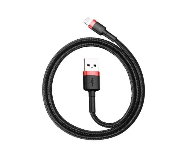 Cablu de Date Baseus Cafule USB tip Lightning iPhone 0.5 m Negru+Rosu