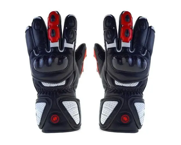 Manusi de motocicleta incalzite Glovii GDBXL, cu acumulator si incarcator, Negru/Alb/Rosu, XL