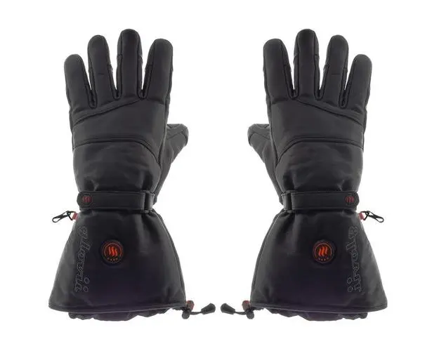 Manusi schi cu incalzire Glovii GS5XL, Piele naturala, Cu baterie si incarcator, Negru, XL