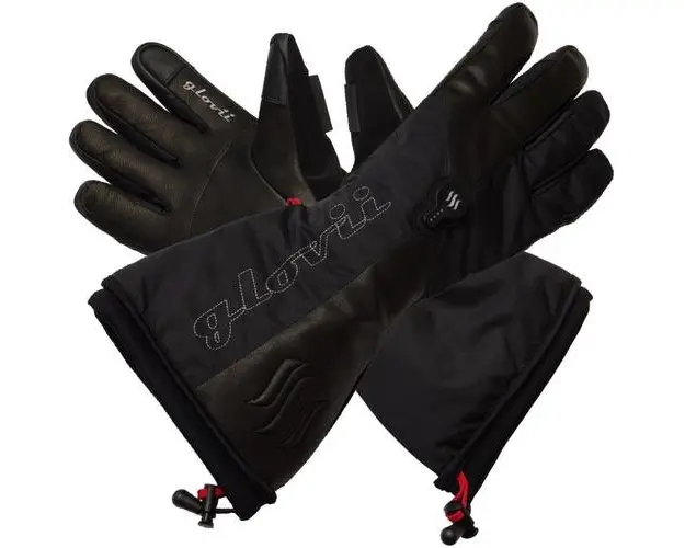 Manusi schi cu incalzire Glovii GS9S, Piele naturala, Cu baterie si incarcator, Negru, S