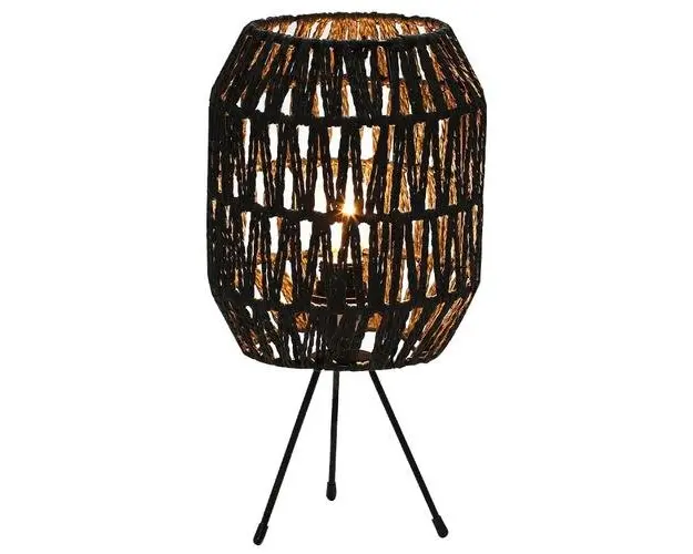 Veioza Rattan, E14, 25W, cu abajur D 16cm x H20 cm, Platinet