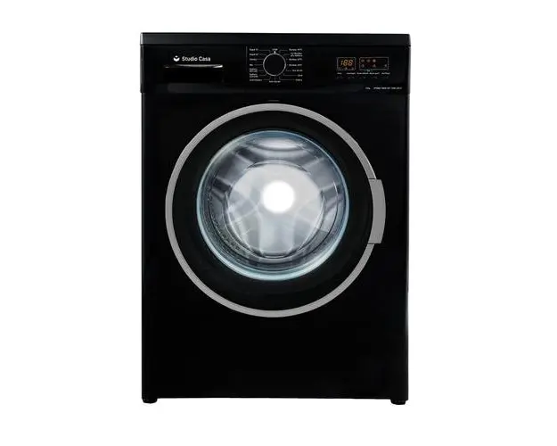 Masina de spalat rufe HYDRA TWIN JET 1208 LED Black, Studio Casa, 8 Kg, 1200 rotatii / minut, 15 programe, Tehnologie ”Twin Jet System- tehnologie performanta de reducere a consumului de energie, Clasa eficienta energetica C, Negru