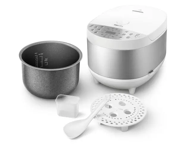 Multicooker Philips HD4713/40, 2000 W, capacitate 5 l, 60 programe presetate, control temperatura, sistem de incalzire 3D, mentinere la cald, aplicatie cu retete NutriU, Alb