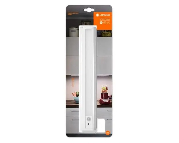 Lampa LED liniara Ledvance pe baterii 4x1.5V LR6(AA), cu senzor de miscare PIR, 2.9W, 174 lm, lumina neutra (4000K), IP20, montaj aplicat, 30cm, Alb