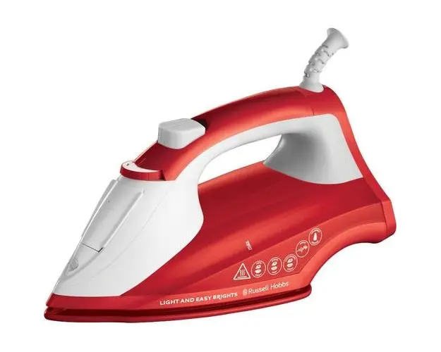 Fier de calcat Russell Hobbs Light & Easy Brights Apple 26481-56, talpa ceramica colorata infuzata cu balsam, 2400 W, 115 g/min, rosu/alb
