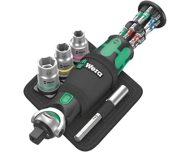 Maner surubelnita cu biti si tubulare, 1/4”, 18 bucati, Wera 8009 Zyklop Pocket SET2