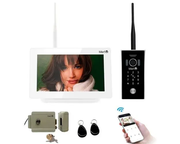Kit VideoInterfon IP Smart Mentor SYKT001 WiFi 1000m TouchMonitor Interfon Yala acces 1 locatie 7" HD 1.3MP 2xCard Acces MicroSD InfraRed Senzor de miscare
