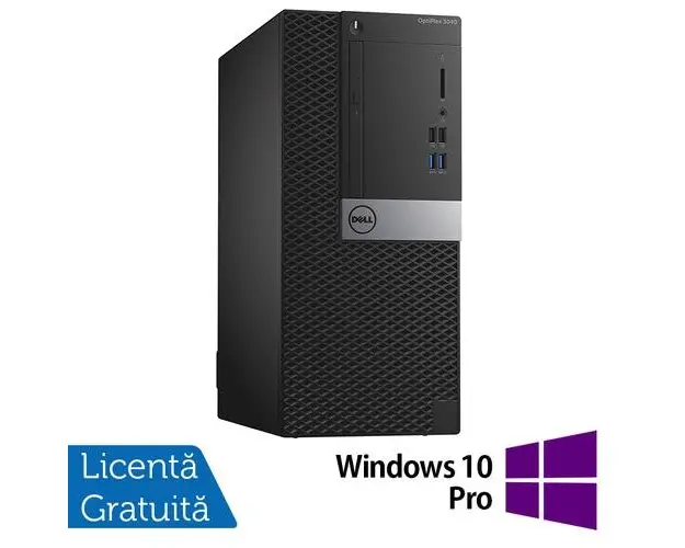 Calculator Sistem PC Refurbished DELL Optiplex 3040 Tower, Intel Core i3-6100 3.70GHz, 4GB DDR3, 500GB SATA + Windows 10 Pro