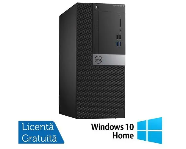 Calculator Sistem PC Refurbished DELL Optiplex 3040 Tower, Intel Core i3-6100 3.70GHz, 4GB DDR3, 500GB SATA + Windows 10 Home