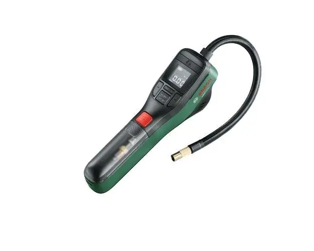 Pompa pneumatica Bosch EasyPump 0603947000, 3.6 V, 3 Ah, 10 bar/150 psi presiune maxima, 1030 kPa putere maxima, 10 l/min volum, supapa, ac pentru minge, adaptor volum, cabluUSB, geanta