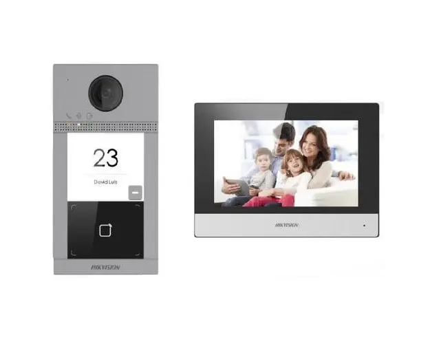 Kit videointercom IP Hikvision DS-KIS604-S(C), Flash 32 MB, memorie RAM 256MB, ecran 7-inch touchscreen