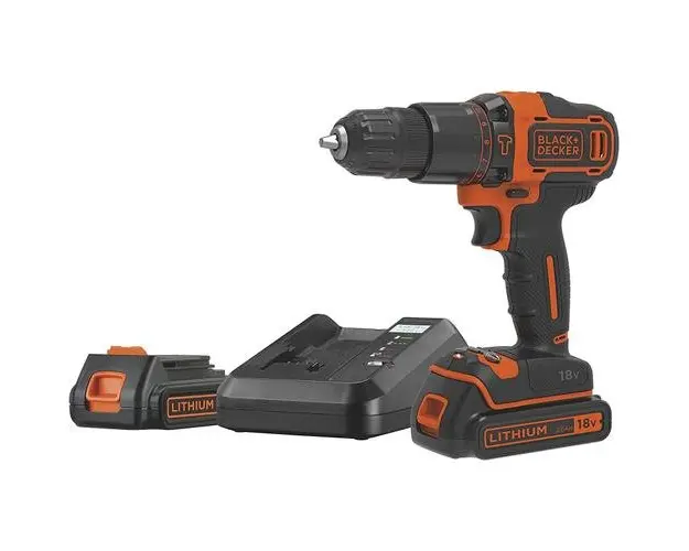 Masina de gaurit si insurubat cu acumulator, cu impact, BDCHD18K1B2-QW, 18 V, 2 x 2,0 Ah, Black & Decker