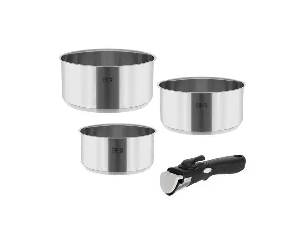 Set 3 oale inox Teesa Cook Expert Single Hand, maner detasabil, 1.6 l, 2.3 l, 3.1 l