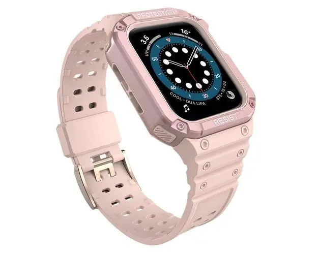 Husa si curea Armored Strap Band compatibila cu Apple Watch 4/5/6/7/8/SE 38/40/41mm (Roz)