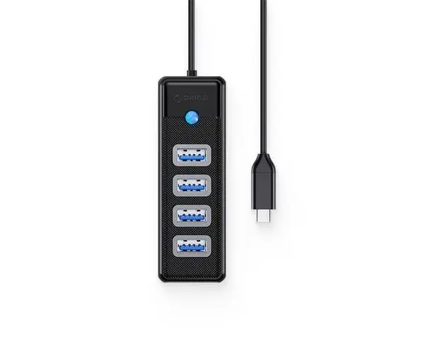 HUB USB Orico PW4U-C3, 4x USB 3.0 Type-A (Negru)