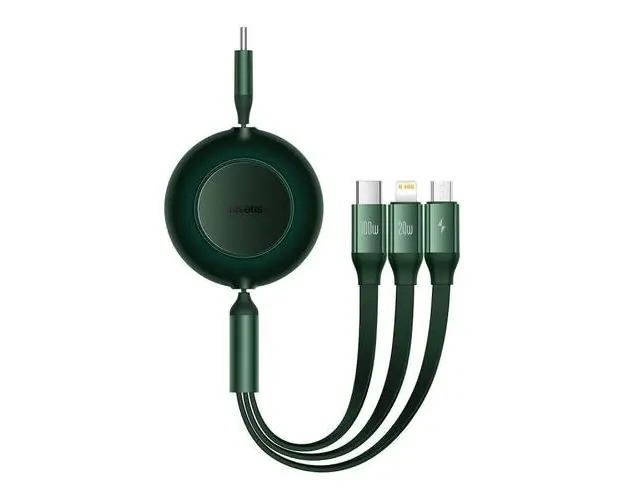 Cablu de date 3 in 1 Baseus Bright Mirror 2, USB Type-C - Micro-USB/Lightning/USB Type-C, 3.5A, 1.1m, Verde