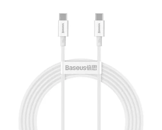 Cablu de date Baseus Superior Series, USB Type-C - USB Type-C, PD, Alb