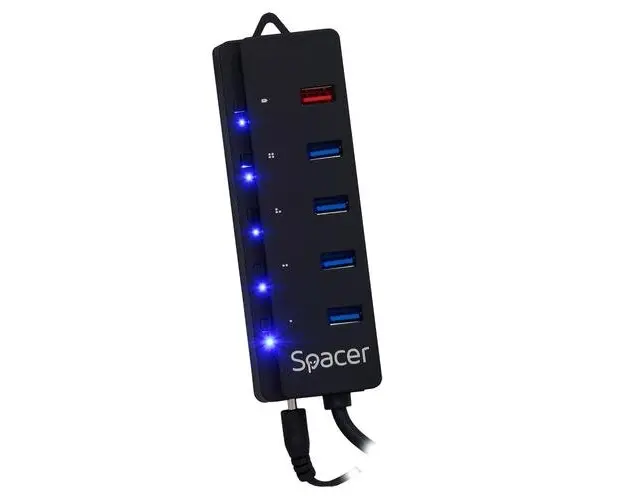 HUB USB Spacer SPH-4USB30-1QC, 4 x USB 3.0, 1 x USB Quick Charge, Fast Charging Port
