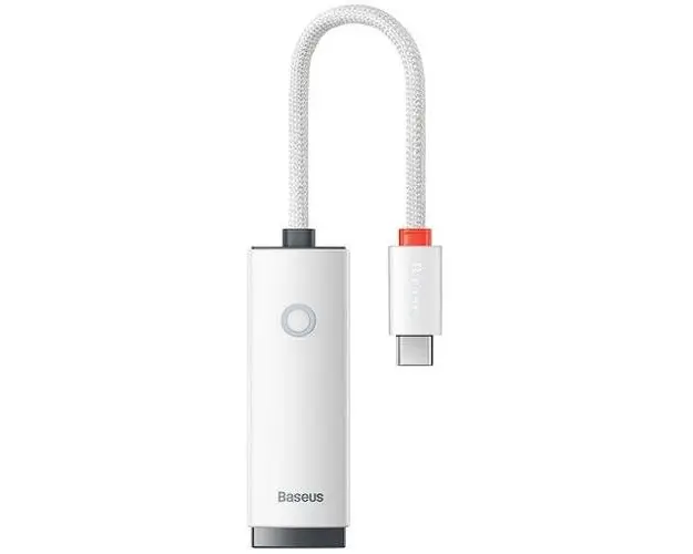 Adaptor placa de retea Baseus Lite WKQX000202, USB Type-C - RJ-45 10/100 Mbps, LED (Alb)