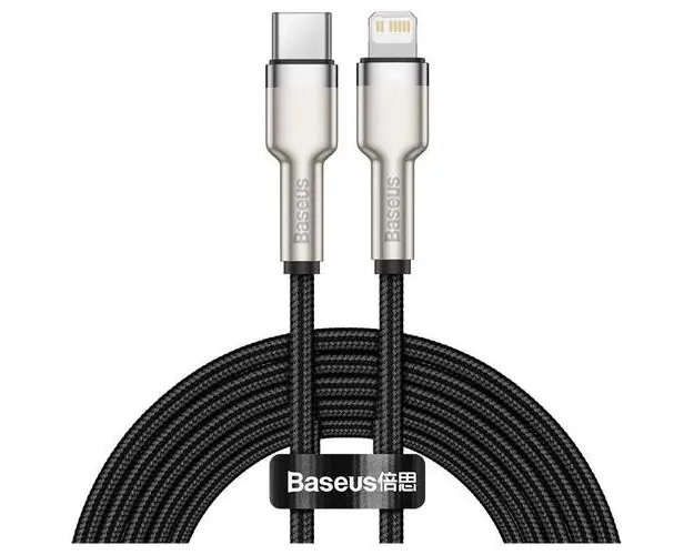 Cablu de date Baseus Cafule Series, Type-C la Lightning (Negru)