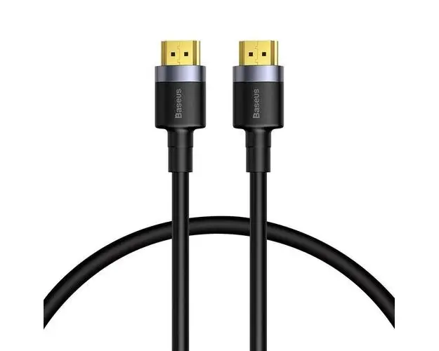 Cablu HDMI Baseus Cafule CADKLF-E01, rezolutie maxima 4K UHD (3840 x 2160) la 60 Hz, conectori auriti, 1m, Negru