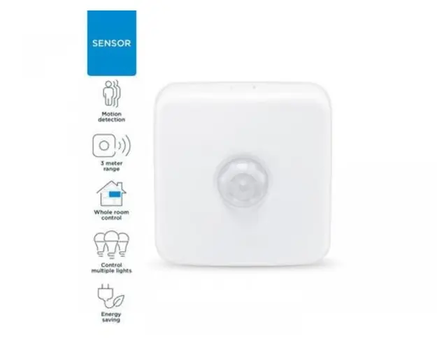Senzor de miscare Philips WiZ, compatibil cu gama WiZ, tip baterie LR6 (AA) (nu sunt incluse), IP20, dimensiuni 5x6.2x6.2cm, distanta control 15 metri