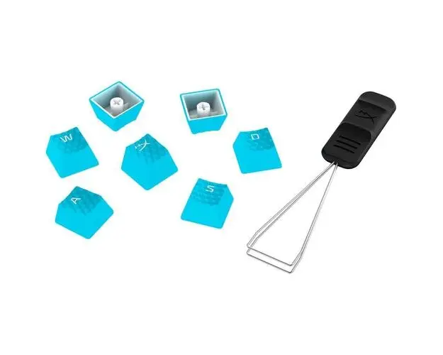 Kit butoane tastatura gaming HyperX Pudding White PBT, Layout US, Albastru