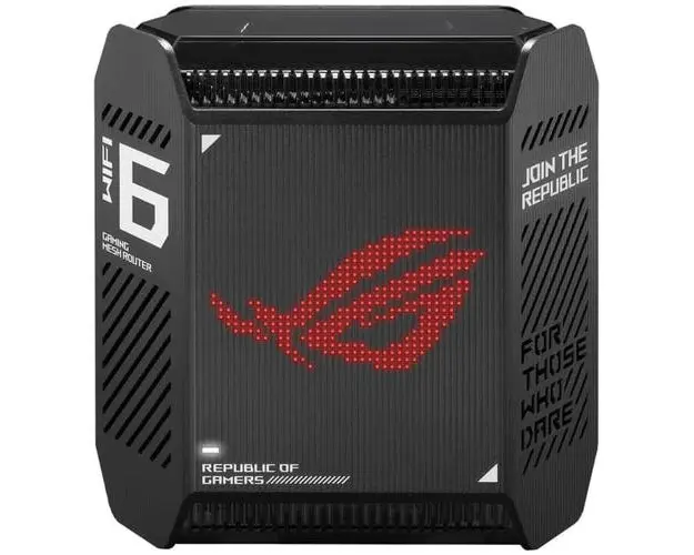 Sistem Wi-Fi Mesh Gaming ASUS ROG Rapture GT6, AX10000, Tri-Band, acoperire 275m², Tri-Core 1.7GHz CPU, 256MB/512MB Flash/RAM, 2.5G port, AiProtection Pro, Adaptive QoS, VPN server/client, IPTV, OFDMA, Beamforming, Link Aggregation, AiMesh (Negru)