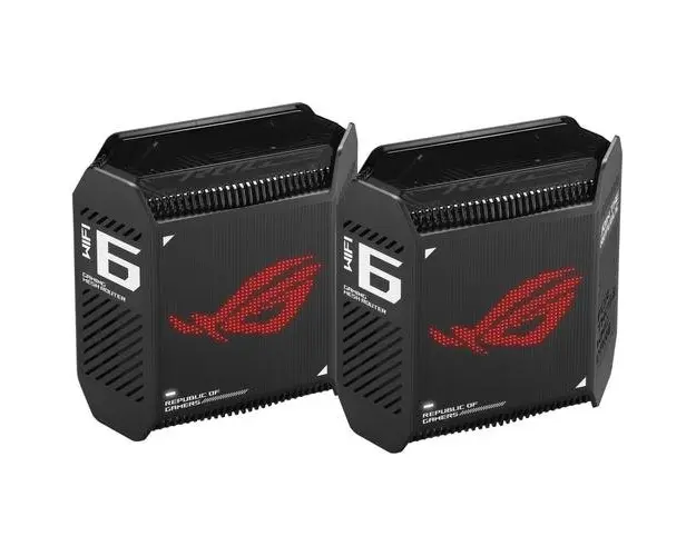 Sistem Wi-Fi Mesh Gaming ASUS ROG Rapture GT6 (B-2-PK), AX10000, Tri-Band, acoperire 540m², Tri-Core 1.7GHz CPU, 256MB/512MB Flash/RAM, 2.5G port, AiProtection Pro, Adaptive QoS, VPN server/client, IPTV, OFDMA, Beamforming, Link Aggregation, AiMesh (Negr