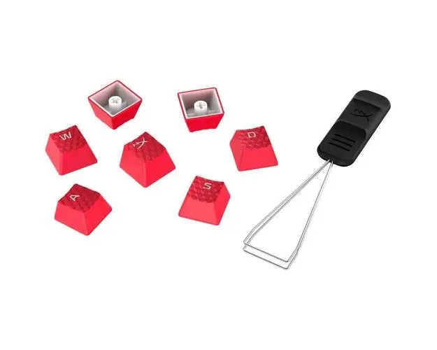 Kit butoane tastatura gaming HyperX Pudding White PBT, Layout US, Rosu