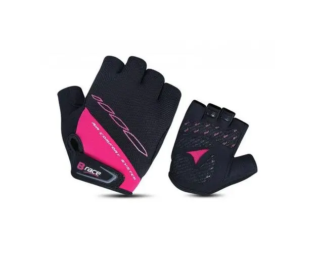 Manusi B-RACE cu gel, marimea M, Negru/Fuxia