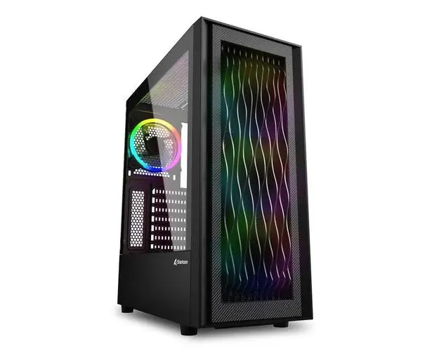 Carcasa SHARKOON RGB WAVE Tempered Glass , MiddleTower, fara sursa (Negru)