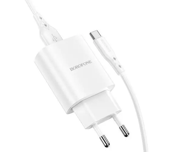 Incarcator Retea Borofone BN1 Innovative, USB, 10W + cablu USB Type-C, 1m (Alb)
