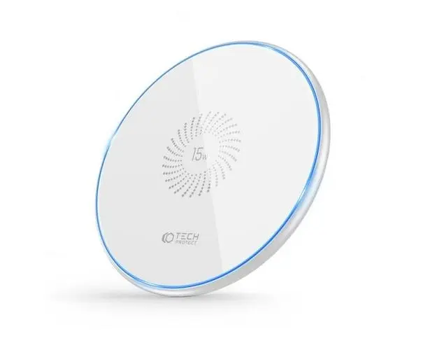 Incarcator Wireless Tech-Protect C1, 15W, Qi, Cablu USB-C 1m inclus (Alb)