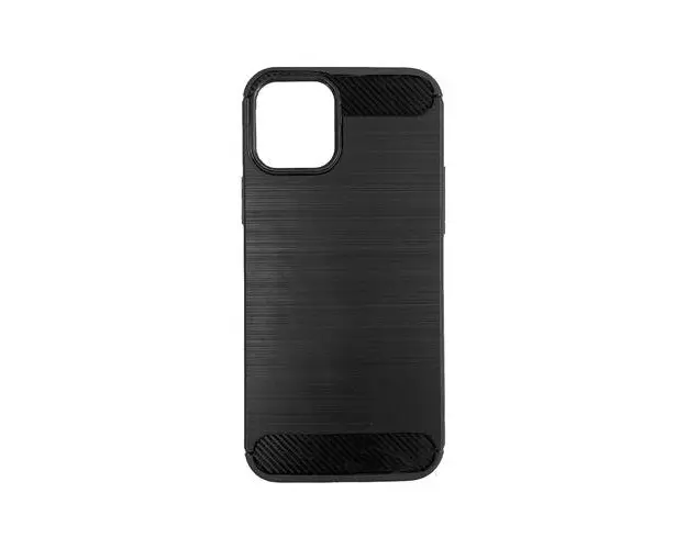 Husa Lemontti Carbon Case Flexible compatibila cu iPhone 12 / 12 Pro (Negru)