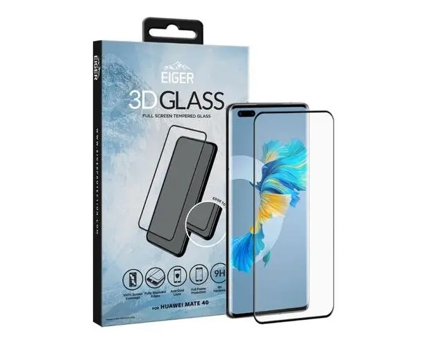 Folie Eiger Sticla 3D Edge to Edge compatibila cu Huawei Mate 40 (Negru)