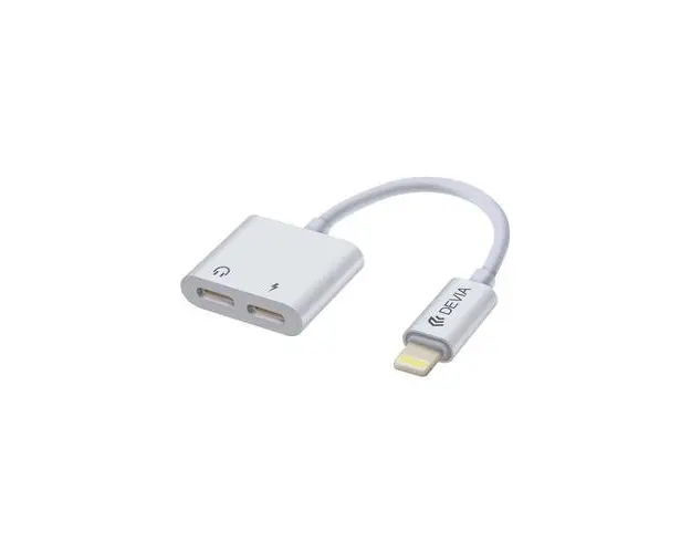 Adaptor Devia Smart 2 in 1 Lightning la Dual Port Lightning (Alb)
