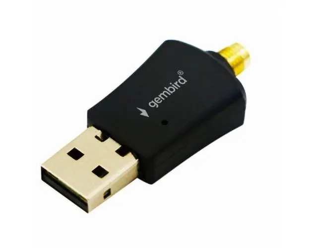 Adaptor retea Gembird WNP-UA300P-02, externa, USB 2.0, suporta pana la 802.11n 300 Mbps, antena detasabila (Negru)