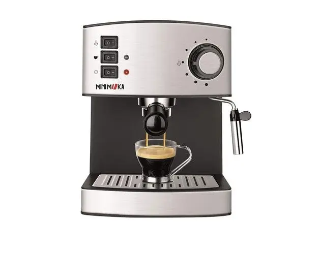 Espressor cafea Minimoka CM 1821, 850W, 15 bar, cafea macinata, plita incalzire cesti, ExtraCream, 1.6L, spumare lapte, mod cappuccino, 2 filtre inox (Inox)