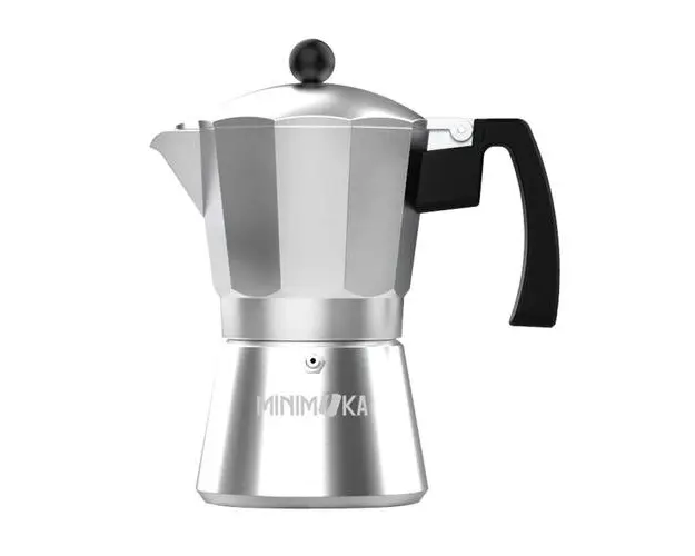 Cafetiera MINIMOKA KCP90012, 12 cesti, potrivit pentru plite pe gaz, electrice, vitroceramice (Argintiu)