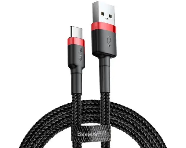 Cablu de date Baseus Cafule CATKLF-A91, USB la USB Type-C, C3.0, 3A, 0.5 m (Negru/Rosu)